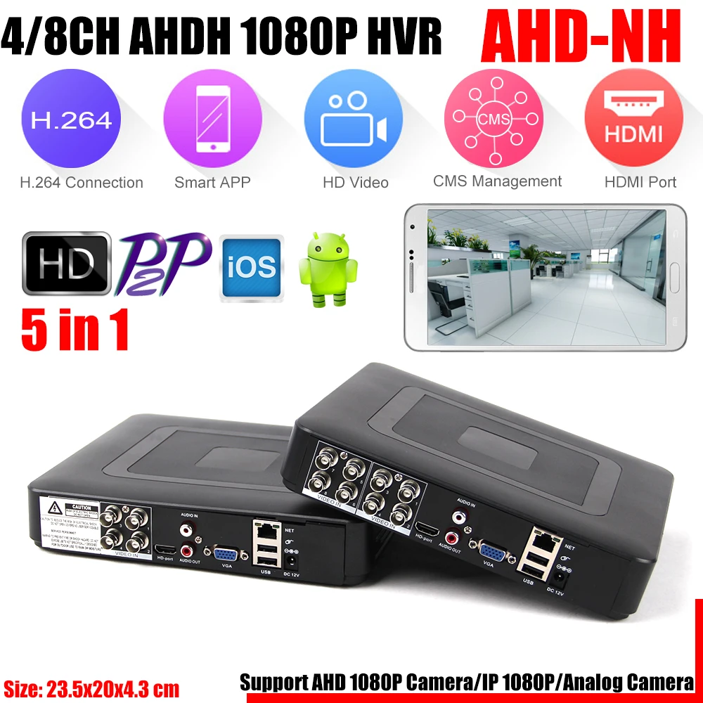 1080N H.264 VGA HDMI Security 4CH 8CH CCTV DVR 4 Channel Mini DVR CCTV DVR 8 Channel 1080P 12fps DVR For AHD/Analog/IP Camera