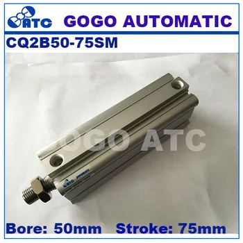 

CQ2B50-75SM SMC type standard single acting sing rod end male thread bore 50mm stroke 75mm aluminum pneumatic compact cylinder