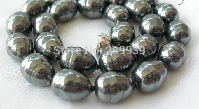 AA 004122 stunning big 16mm baroque black sea shell pearl necklace magnet clasp | Украшения и аксессуары