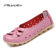 Plardin/Большие размеры 35-44; новые модные женские туфли на плоской подошве с перфорацией; удобная мягкая повседневная обувь без застежки; женская обувь без застежки