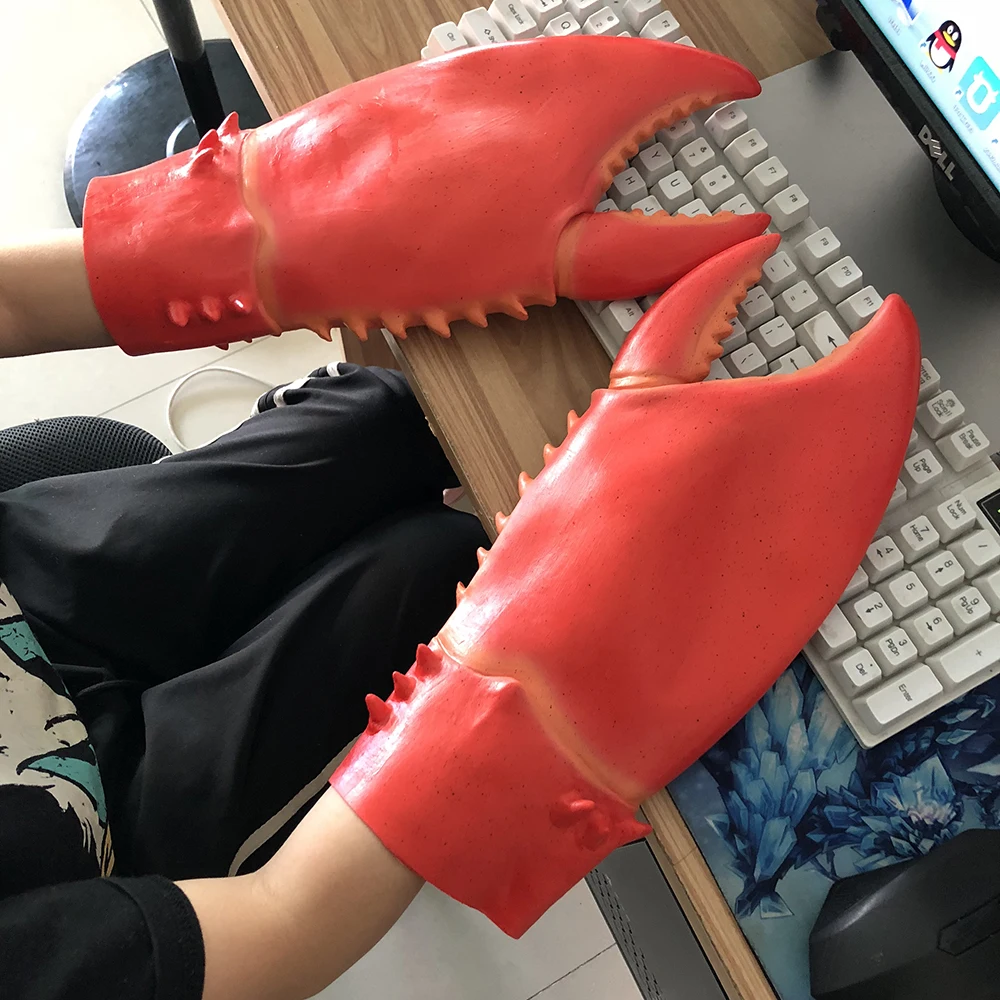 1 Pair Novelty Lobster Claws Gloves Halloween Party Cosplay Gauntlet