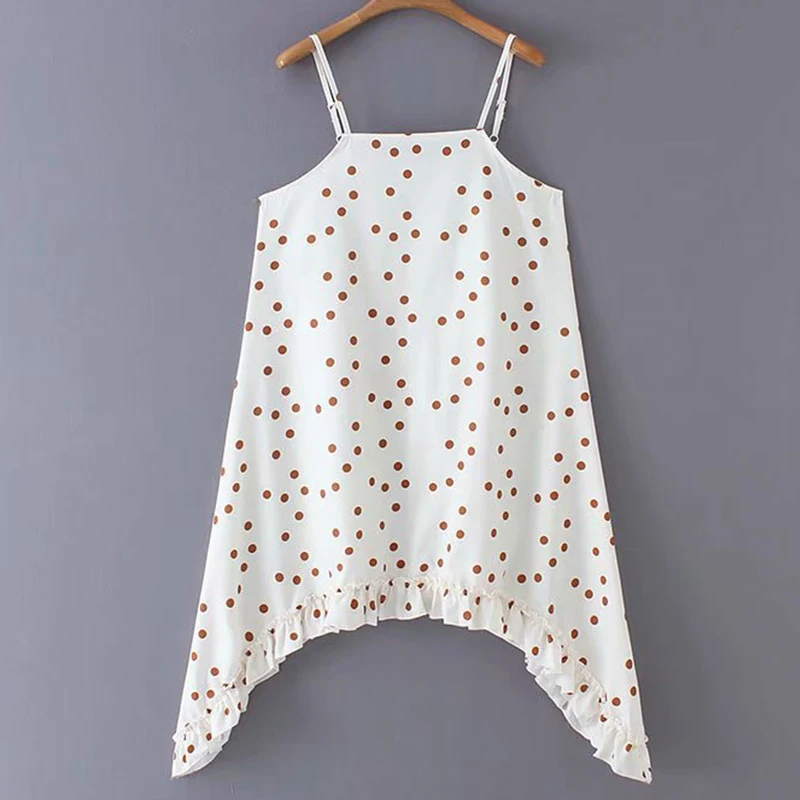 Women's Clothing Dress 2019 Polyester Dot Print Lrregular Sling Dress Ms Summer Street Slim Fit Stylish Temperament Clothing