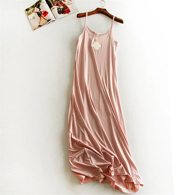 

2019 Summer Sexy Long Dress Women Spaghetti Strap Dresses Basic Sundress Summer Modal Beach Party Dress basic women clothes Z987