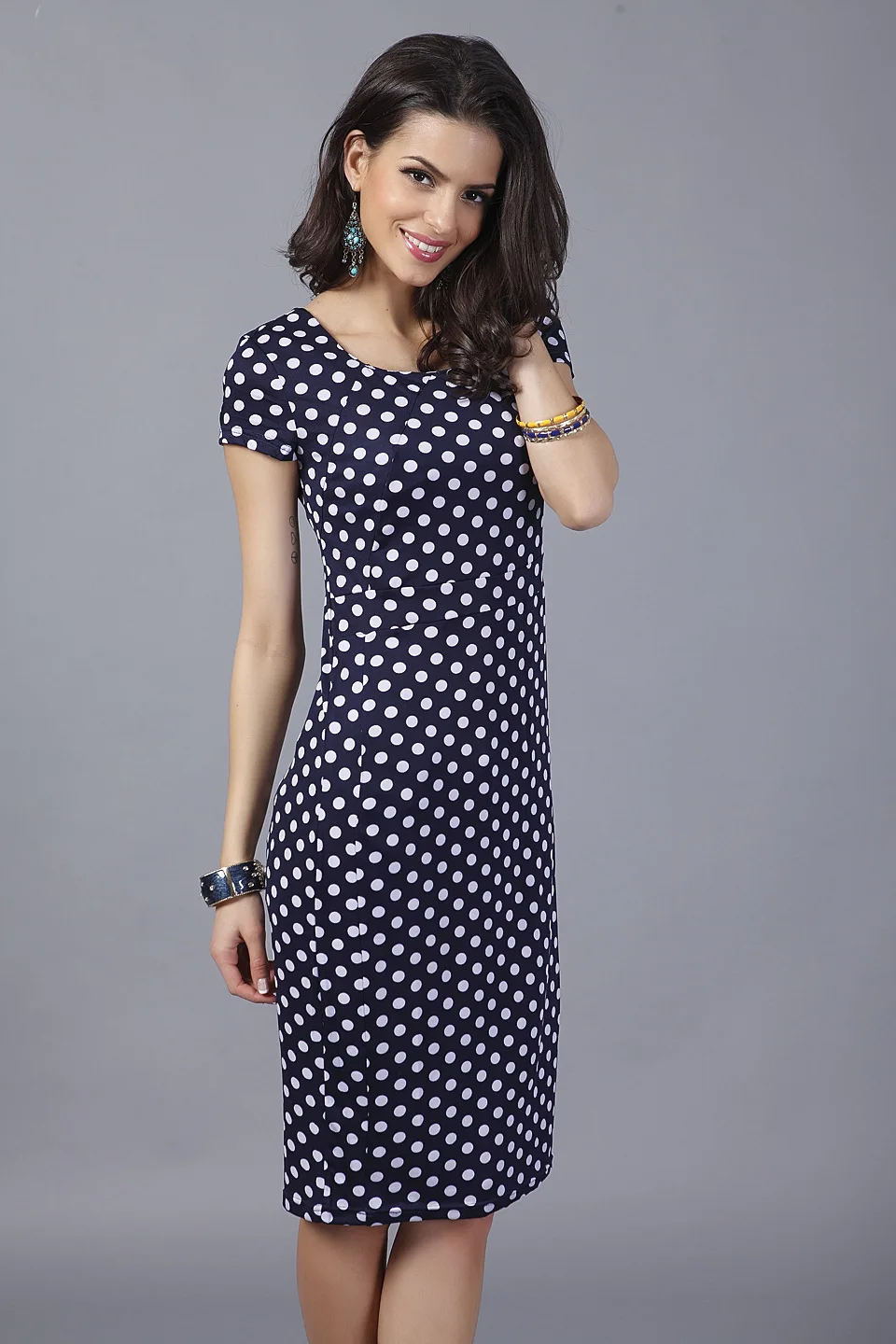 Brand Polka Dot Dress, New 2015 Summer Bodycon Women Short Sleeve