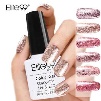 Elite99 10ml Rose Gold UV Gel Nagellack Glitter Pailletten Nagel Gel Polnisch Nude Farbe Gel Lack Tränken Weg UV Nail art Lack