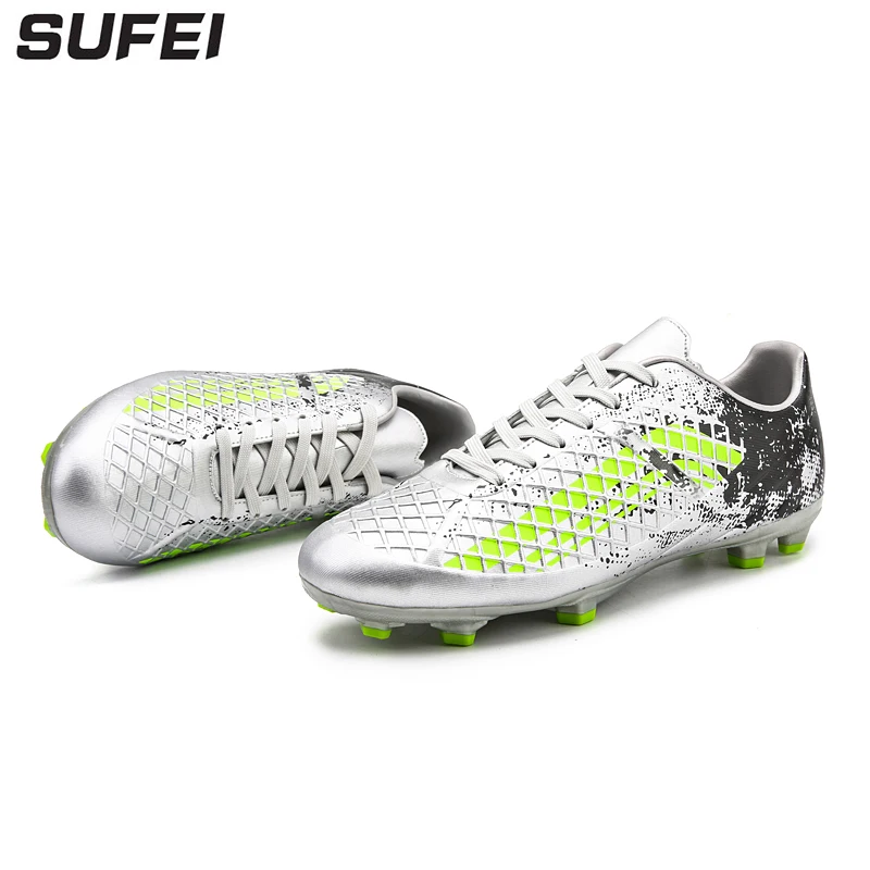 

sufei Men Football Shoes FG Sport Soccer Shoes Boy Kids Long Spike Athletic Training Cheap Cleats Sneakers