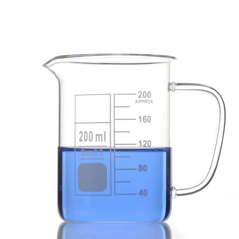200ml Glass Beaker Mug Cup With Handle 3.3 Borosilicate Glass Lab
