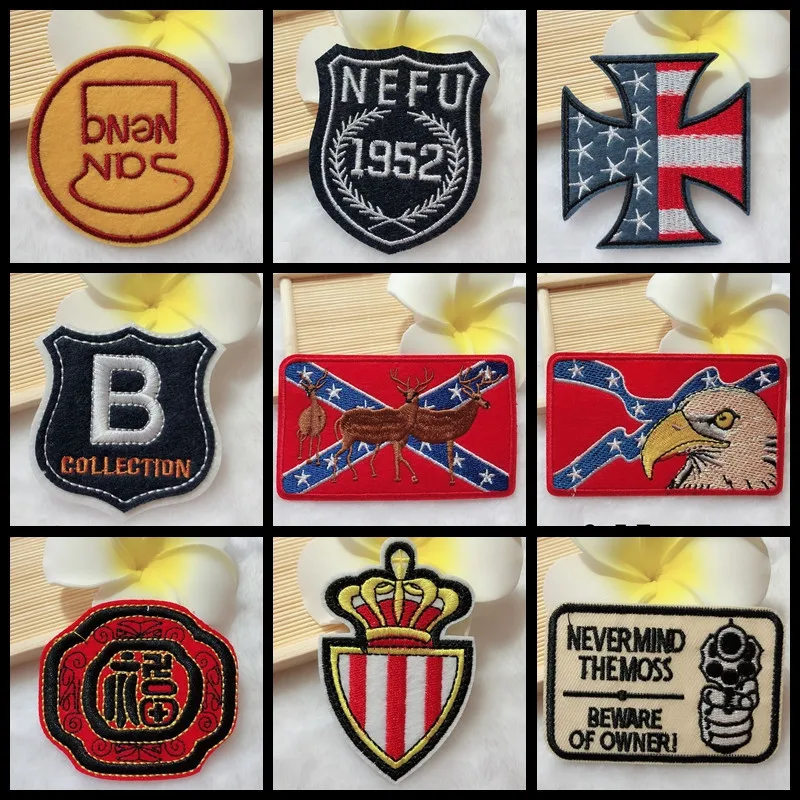 

Punk style Elk National Flag Eagle Flag Alphabetic Epaulets Cartoon arrow Embroidery Patches Backpack Iron on Clothes Appliques
