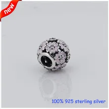 Подходит Пандора браслеты Примула, серебро бусины с цирконием и розовой эмалью стерлингового серебра 925 Подвески DIY ювелирные изделия оптом