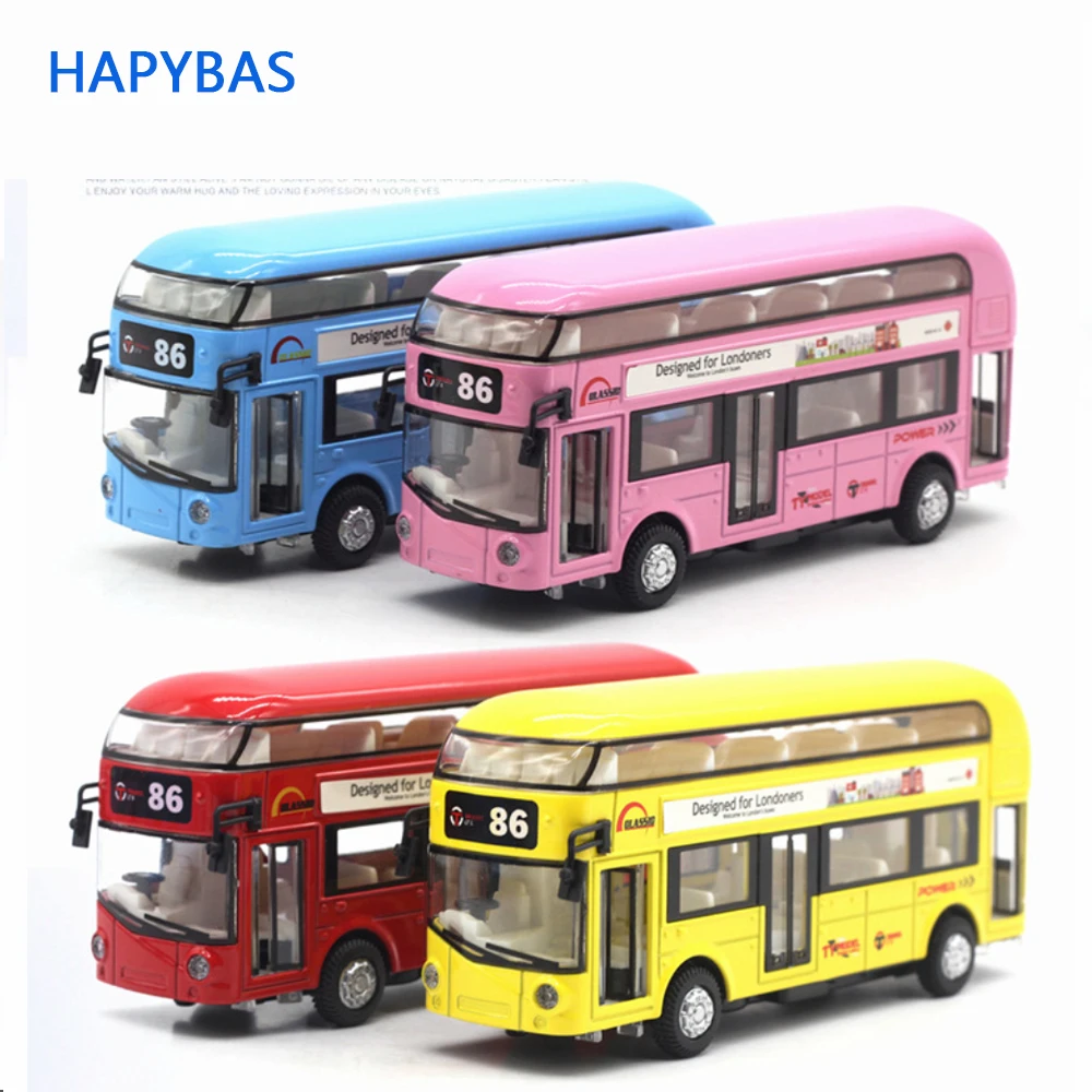 

Alloy London Bus Double Decker Bus pull back &Light & Music Open Door Design Metal Bus Diecast Bus Collecting toys Children gift