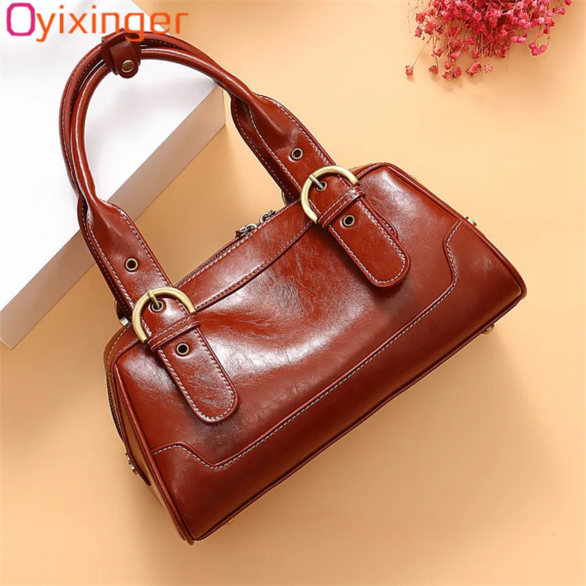 

Oyixinger Vintage Genuine Leather Bag For Women 2018 Casual Designe Tote Mature Girl Bag Real Leather Luxury Handbag Woman Bags