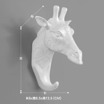 3D настенные крючки в виде головы животного, настенный крючок с золотым оленем, аксессуары для дома, резиновый крючок для пальто, крючки для ванной комнаты - Цвет: white giraffe