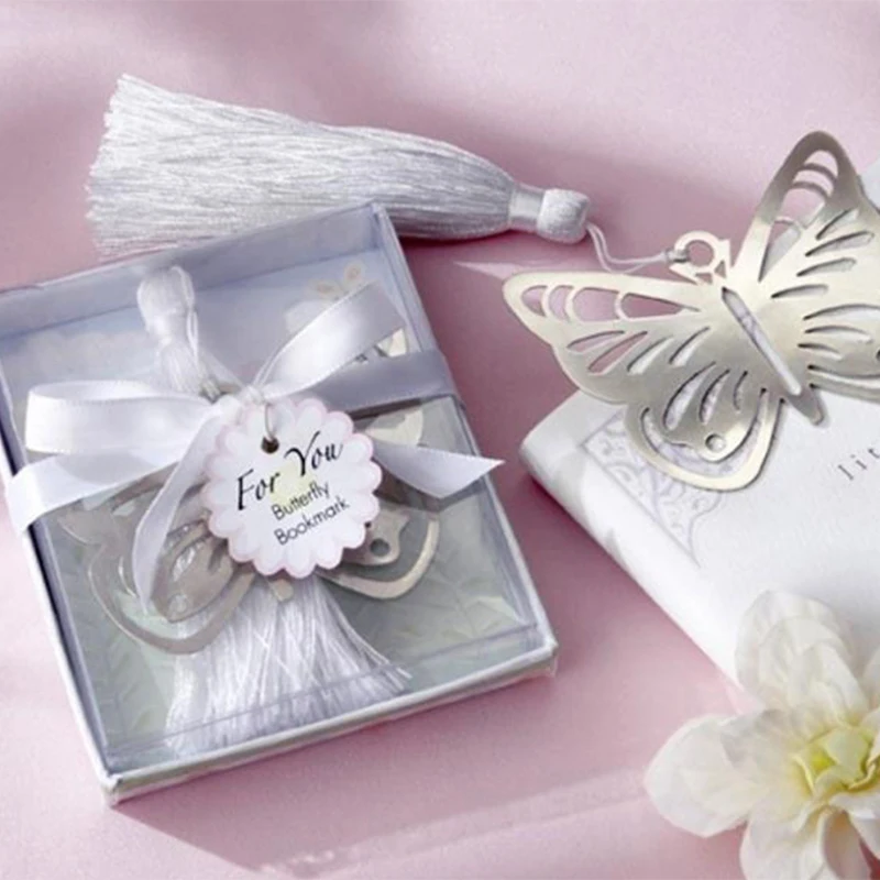 Полая бабочка закладки металлические с мини поздравительные открытки кисточки Kawaii Канцтовары кулон подарки свадебные Favors-12pcs