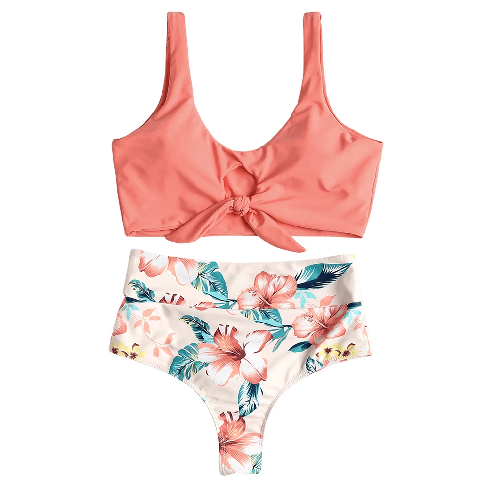Buy 2018 Sexy Bikinis Women High Rise Knotted Floral
