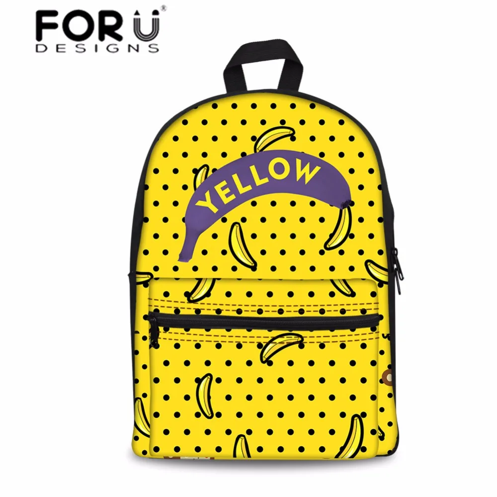 

FORUDESIGNS Backpack Women Funny Fruit Bag Females Banana Pattern Bagpack for Girls Cartoon Book Bags Student School Rucksack