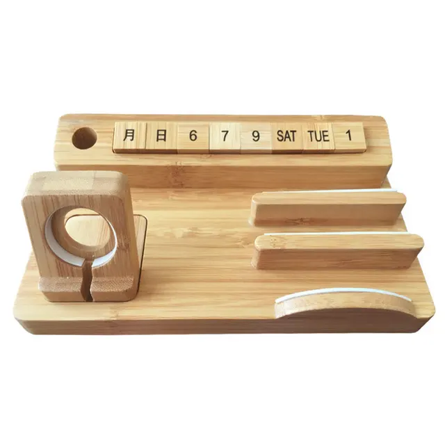 Multifunction Wood Calendar Stand Numbers Letter Cubes Holder Multifunction Wood Calendar Stand Numbers Letter Cubes Holder Storage Shelf For Tablet Phone Table Pc Pen