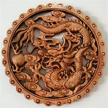 Colgante en madera para decoración de pared, alcanfor, artesanía de talla redonda, 28 cm