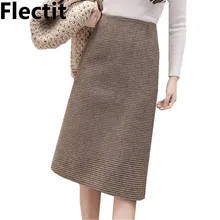 Flectit Fall Winter Warm Wool Houndstooth High Waist Pencil Midi Skirt Slim Knee Length Back Split Work Skirt Plus Size S- XXL Skirts Flectit Fall Winter Warm Wool Houndstooth High Waist Pencil Midi Skirt Slim Knee Length Back Split Work Skirt Plus Size S- XXL Skirts