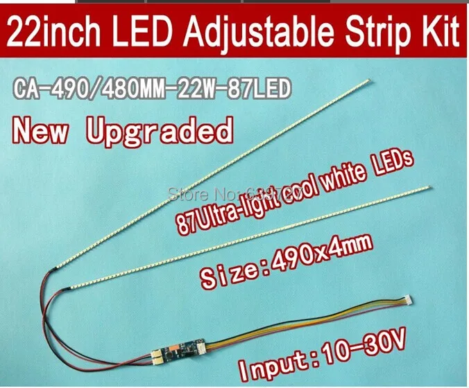 NEW 5PCS 22'' W 490mm Adjustable brightness led backlight strip kit,Update 22inch-wide LCD CCFL panel   LED backlight 2pcs 490mm adjustable brightness led backlight strip kit update your 22inch ccfl lcd wide screen panel monitor to led bakclight