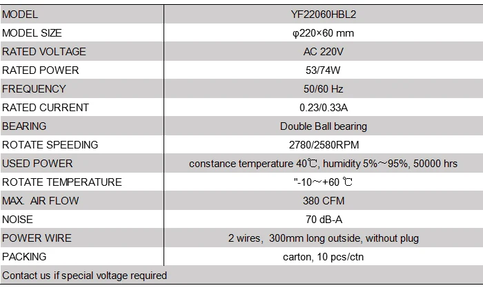 Допустимое отклонение диаметра. 220*60 мм электрическая панель осевой вентилятор " 22060 коробка Вентилятор охлаждения YF22060HBL2