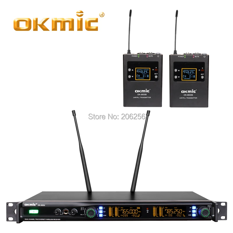 OKMIC UHF истинное разнообразие OK 002U 8800B 2 талии висящий передатчик Клип микрофон Lavalier
