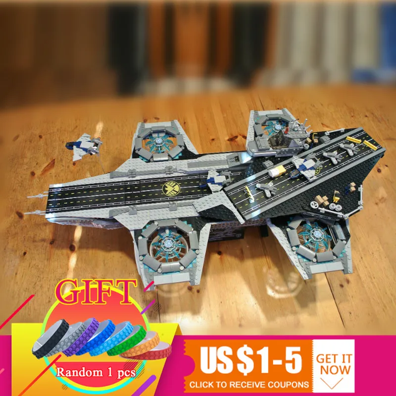 

07043 3057Pcs Super Hero The Shield Helicarrier set Compatible with 76042 Model children DIY Building Blocks Toys gift