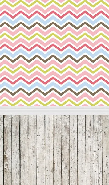 8x12ft Colors Light Blue Pink Yellow Chevron Wall Stripes Wooden