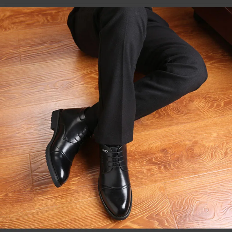 Najtaniej REETENE męskie buty sukienka biznes klasyczne skórzane buty zimowe ciepłe z aksamitne męskie skórzane buty moda męska buty ślubne