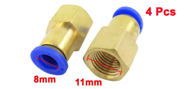 4Pcs 1/4PT Thread to 8mm Pipe Dia Pneumatic Air Quick Coupler Joint Adapter