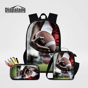 

Dispalang Popular Rugbys Footballs Print 16 inch Backpack for Primary Student 3pcs/set Schoolbag+Cooler Bag+Pencil Case for Kids