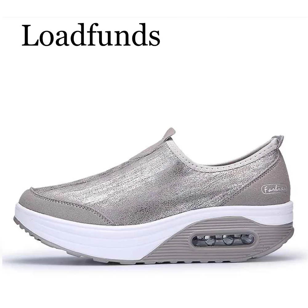 

Loadfunds Spring New 35-41 Women Platform Shoes Shaking Casual Loafers Shoes Air Sole Comfortable Footwear Bling Slip On