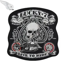 Нашивки LIVE TO RIDE с черепом на удачу 7 Лопата в стиле панк мотоцикл