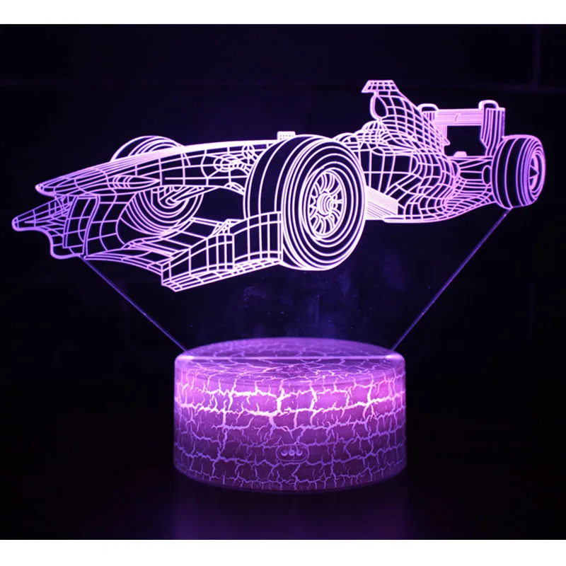 Крутая супер Автомобильная 3D визуальная лампа светится в темноте гоночный