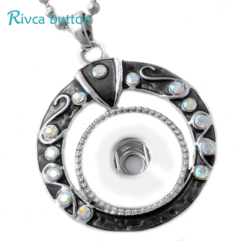 

P00758 Mix Necklace Female's Sweater Fit 18mm Rivca Snap Button Retro Pendant Necklace Accessory Gifts Snap Button Jewelry