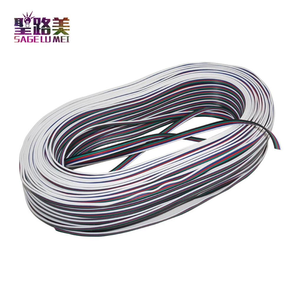 20 м 22 AWG RGB удлинитель 5pin кабель провода синий/красный/белый/зеленый/черный для RGBW SMD 5050 3528 Led RGB полосы света