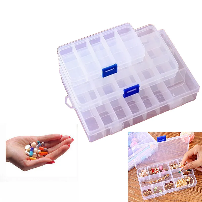 Practical Adjustable Compartment Plastic Storage Box Jewelry Earring Bead Screw Holder Case Display Organizer Container d1