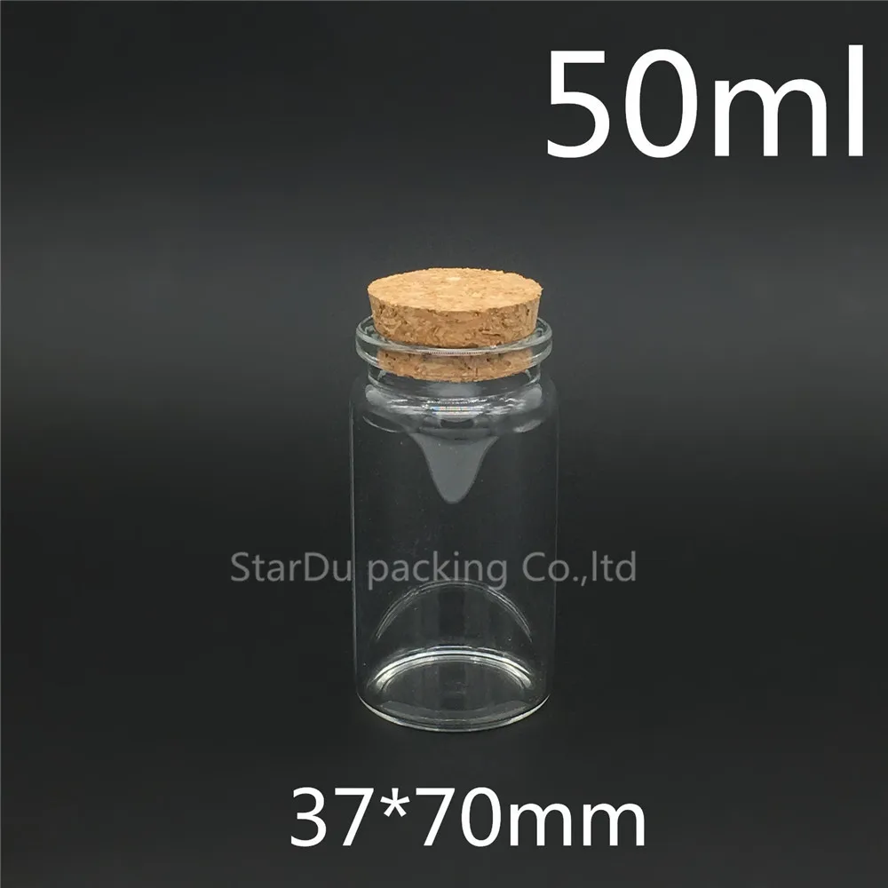 High quality 500pcs 37*70mm 50ml Wishing Glass Bottle With Cork ,50cc