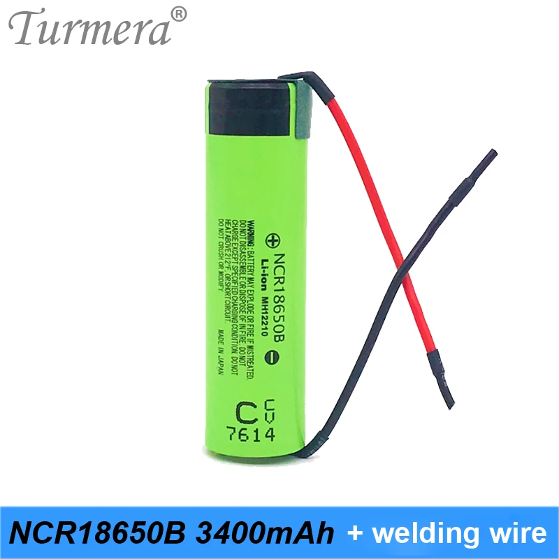 

original battery 18650 3400mah ncr18650b 3.7v battery for screwdriver and power bank + welding wire Turmera 3400mah battery