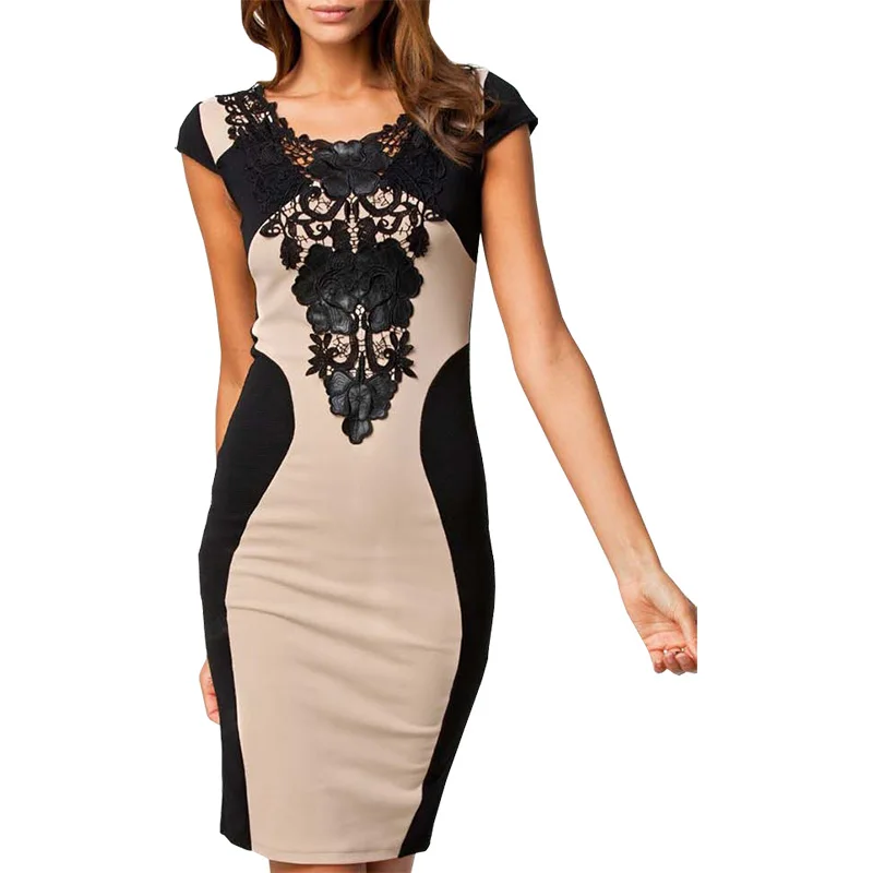 

Europe America New Lace Dress Package Hip Nightclub Sexy Dresses Round Neck short-sleeved Vestido Clothing Vestidos LBD1243