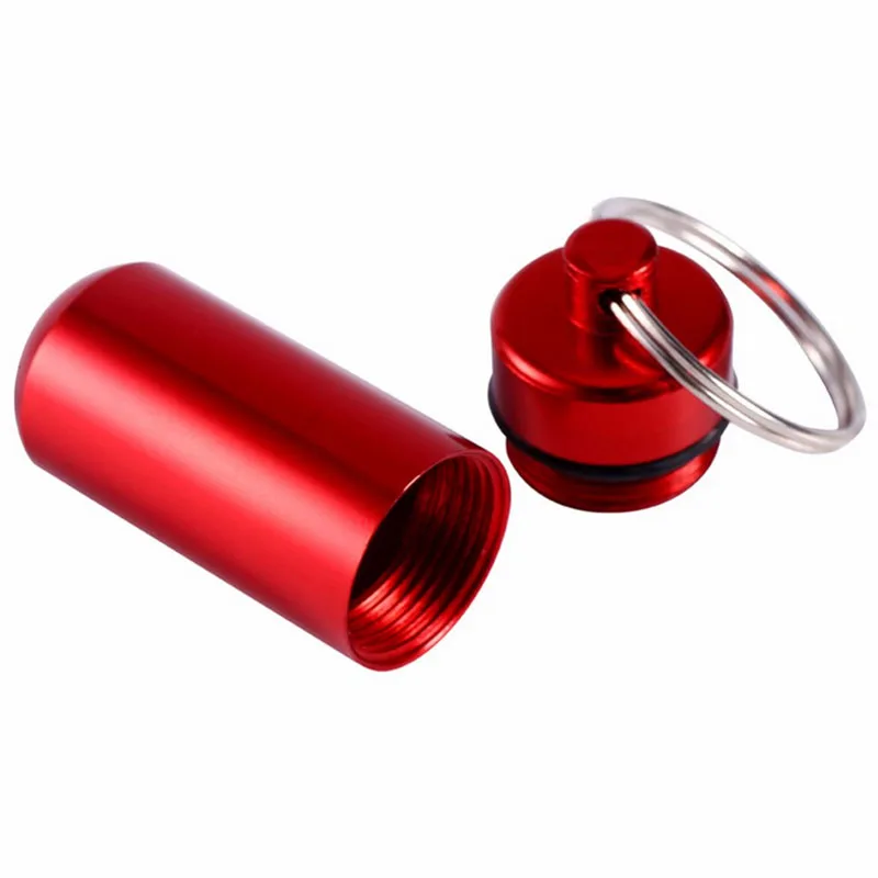 Мини-брелок для ключей из водонепроницаемого сплава, переносной брелок для хранения таблеток, уплотнительное кольцо для ключей D50 - Цвет: Red
