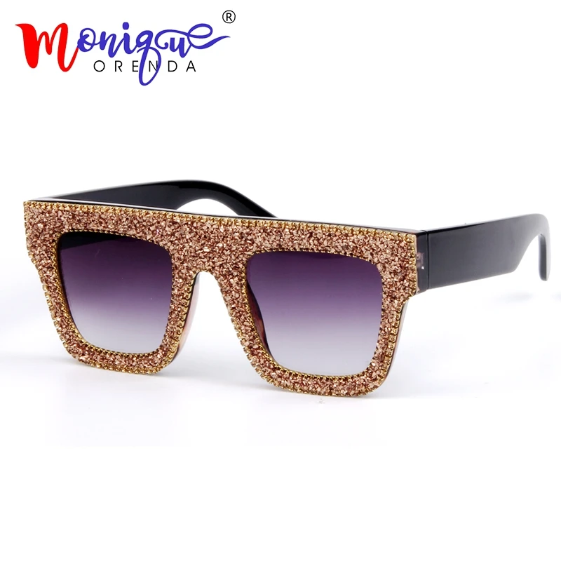 

Oversized 2019 Sunglasses Women Luxury Brand Gold stones vintage Sunglasses Men Fashion glasses Oculos De Sol UV400
