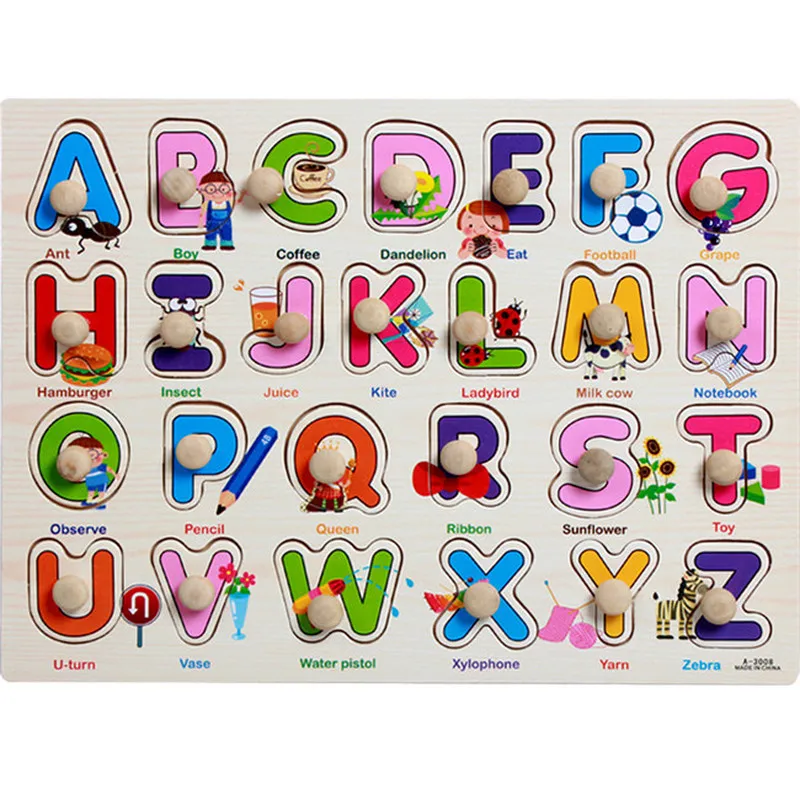 Educational Toys for Children Baby Hand Grasp Puzzle Toys Animal Farm Number Tangram Jigsaw Puzzle Board Kids Wooden Toy gifts