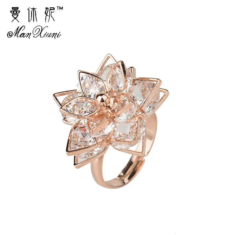

Ladies Fashion Rose Gold Engagement Rings For Women Luxury Vintage Cristales Ring With Stones Anneaux Pour Les Femmes