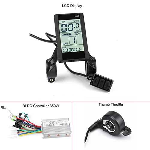 KUNRAY LCD Ebike Display With e Bike Controller 36V Brushless Controller 350W 24V-48V Battery Power Mileage Speed Time USB Phone - Цвет: 350W 3in1 No USB