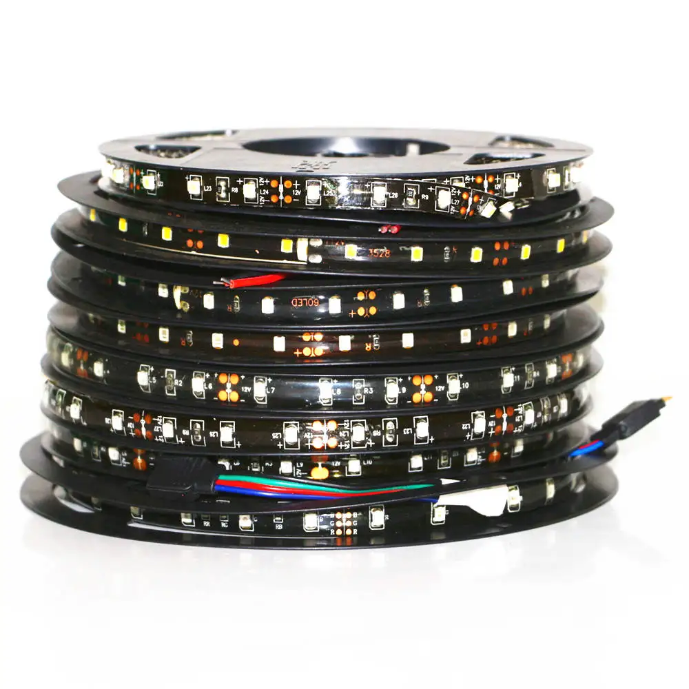 DC12V SMD3528 Black PCB 60leds/m Flexible LED Strip light 0.5/1/2/3/4