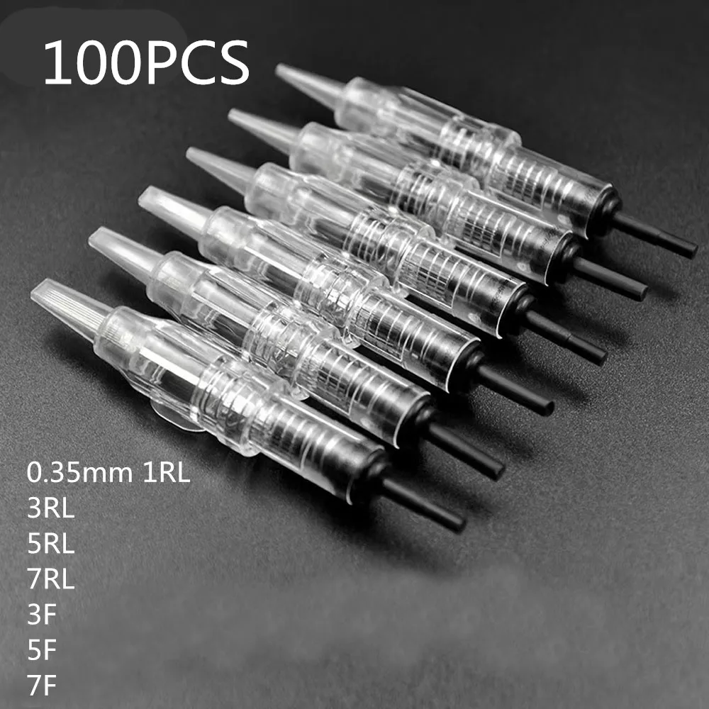 

100PCS Easy Click Needle 1RL 3RL 5RL 5F 7F Universsal for Kit Dermografo Hawk Machine durable Permanent Makeup Cartridge Needles