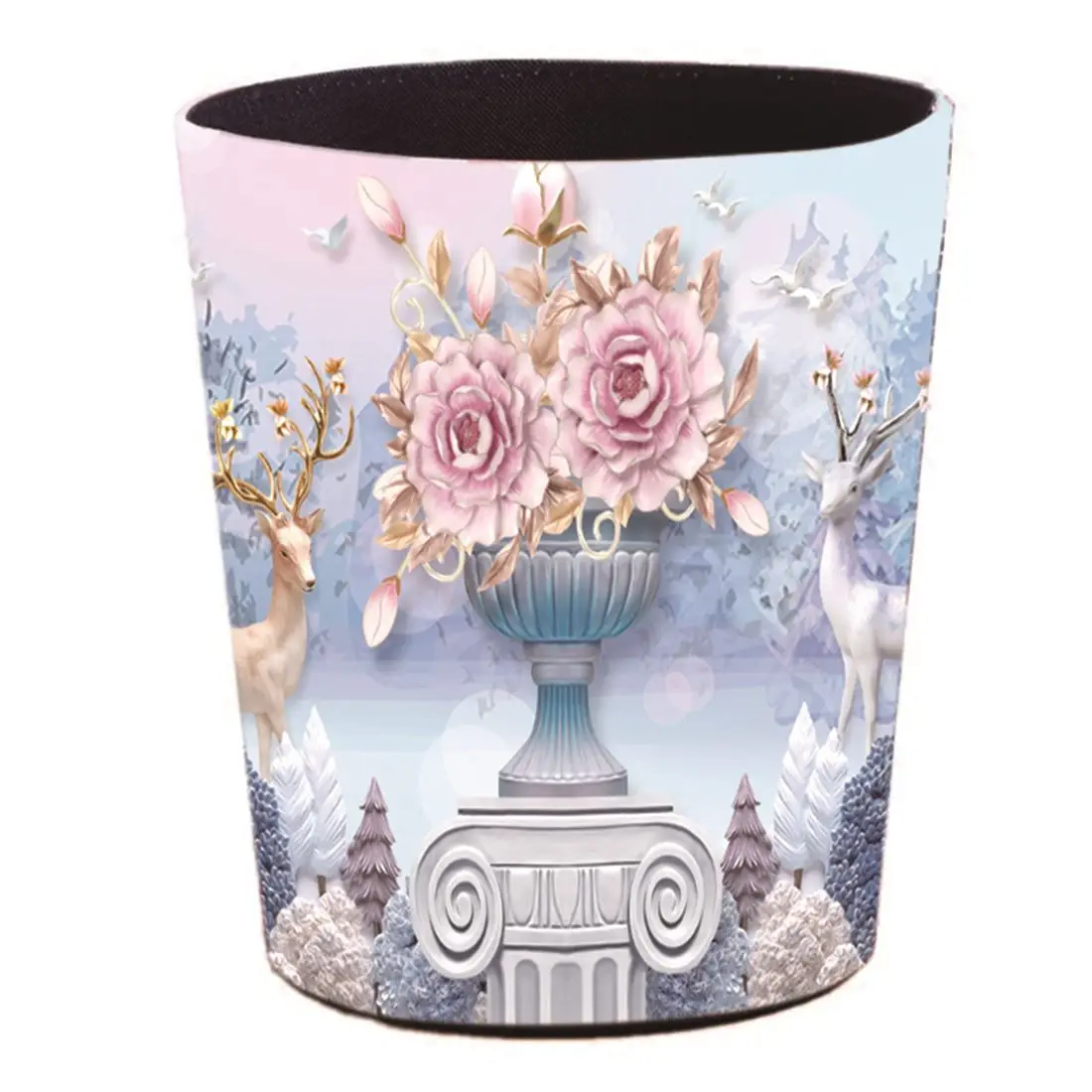 

5.5L Waterproof Leather Trash Bin Waste Bins Container Garbage Can Elephant Wastebasket Home Office Livingroom Paper Basket