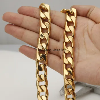 

Length 7"-40" 15mm Boys Mens Silver Color/Gold Color Curb Cuban Chain Stainless Steel Necklace or Bracelet Chain Hotsale