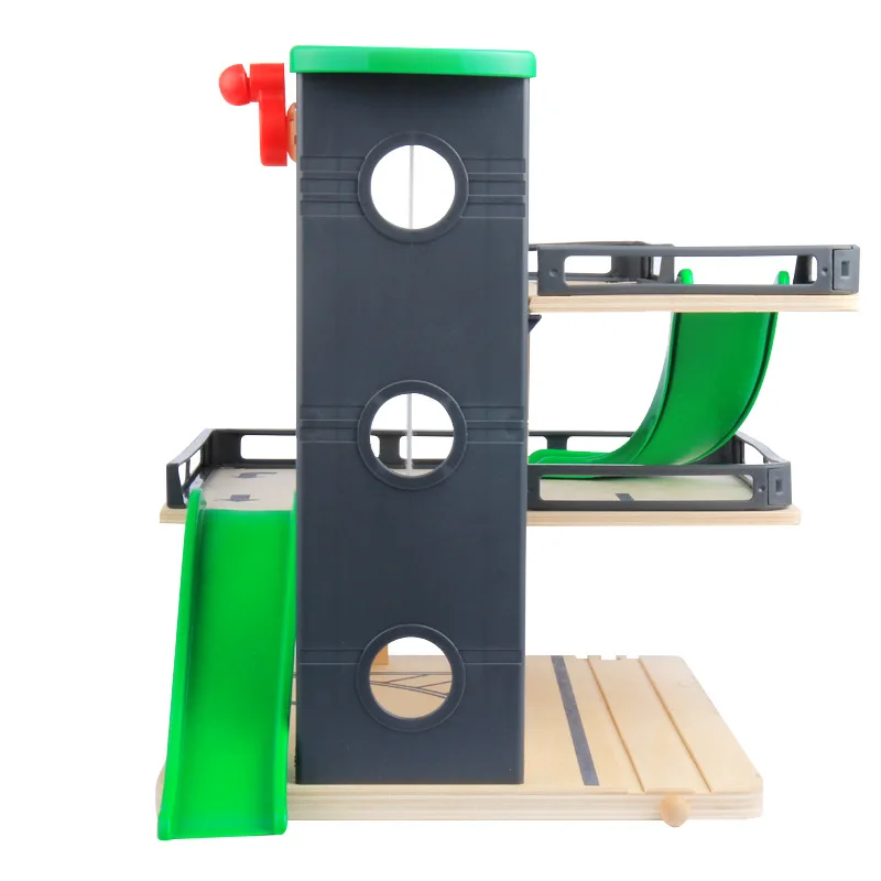 City Sery Wooden Model car kids car toy Garage toy Wooden Track Parking Compatible with gifts and Brio Wooden Train Track