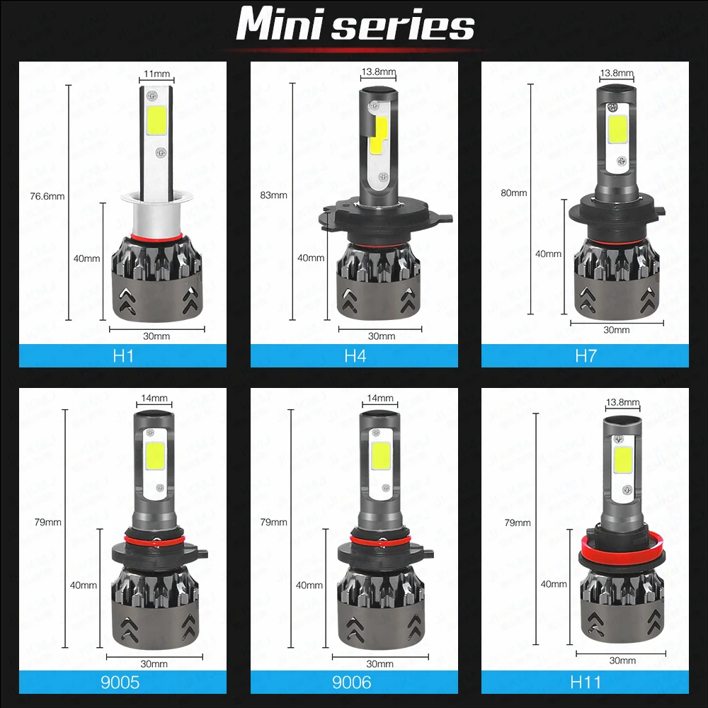 Mini6-H4/9003/HB2 фонари очень маленький размер 60 Вт 6000 К белый свет COB Выделите фар автомобиля алюминиевый сплав военные качество